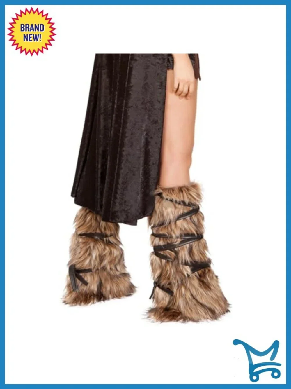 Faux Fur Arm Warmers with Leather Band, Medieval Costume